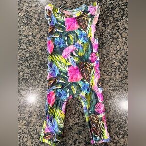 Jungle Tropical Floral Baby Onesie Little Bum Bum Bamboo 12-18M